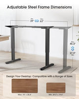 Zontera Standing Desk Frame with Powerful Dual Motor, 265 lbs Weight Capacity, Electric Adjustable Desk Legs for Max 75″x 35.4″ Desktop, 3 Memory Height Settings, Black Frame Only Zontera