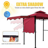 FAB BASED 5x8 Grill Gazebo, Outdoor BBQ Grill Patio Canopy with Extra Shadow & LED Lights, Barbeque Gazebo Canopy (Red) FAB BASED