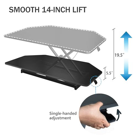 Aconcept 32 inch Black Corner Height Adjustable Standing Desk Converter, One-Click Sit to Stand up Desk Riser, Pre-Assembled for Dual Monitor and Laptop Workstation Aconcept