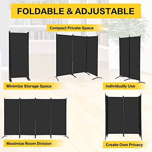 MAYOLIAH 4 Panel Privacy Screen Room Dividers 6FT Tall Portable Office Wall Divider for Rooms Separator 136"x20"x71", Black MAYOLIAH