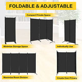 MAYOLIAH 4 Panel Privacy Screen Room Dividers 6FT Tall Portable Office Wall Divider for Rooms Separator 136"x20"x71", Black MAYOLIAH