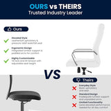 Flash Furniture Whitney High-Back Swivel LeatherSoft Desk Chair with Padded Seat and Armrests, Adjustable Height Padded Office Chair, White/Chrome Flash Furniture