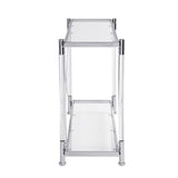 WAQINBR Silver Narrow Console Table Sofa Table for Living Room, Entryway Table with Storage, Acrylic Sofa Table Narrow Long with Tempered Glass Top, 43.3" W Rectangular Glass Table… WAQINBR