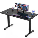 Veken 55 Inch Large Electric Standing Gaming Desk, Heights Adjustable,Sit to Stand Up, Work Home Office Computer Table for Study, Walking Pad, Writing, and Games, Wooden Desktop Desks, Black Veken