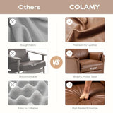 Swivel Rocking Recliner Glider Chair, Leather Nursery Reclining Rocker Chair with Footrest, Ergonomic Backrest, Wide Seat Cushion and Metal Base-Cocoa COLAMY