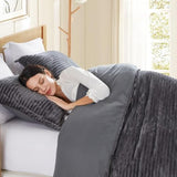 Hearth & Harbor Premium Flannel Duvet Cover Set - 3 PC Reversible Full Comforter Cover Set with Microfiber Back - 1 Velvet Duvet Cover Full & 2 Pillow Shams 80 x 90 inches - Charcoal Gray Hearth & Harbor