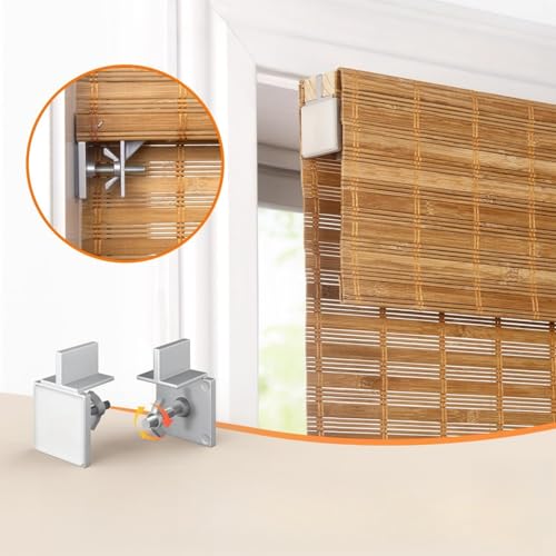 Cordless Natural Woven Wooden Curtains, Cordless Blackout Bamboo Roman Blinds, Natural Woven Wooden Curtains, Lined Bamboo Window Blinds with Excellent Privacy 36 1/2" W x 60" H WoodArtSupply
