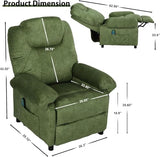 KCREAM Overstuffed Push Back Recliner Chair for Living Room, Mid Century Fabric Heated Massaging Reclining Chair Small Recliner Chair with Heat and Massage, Green