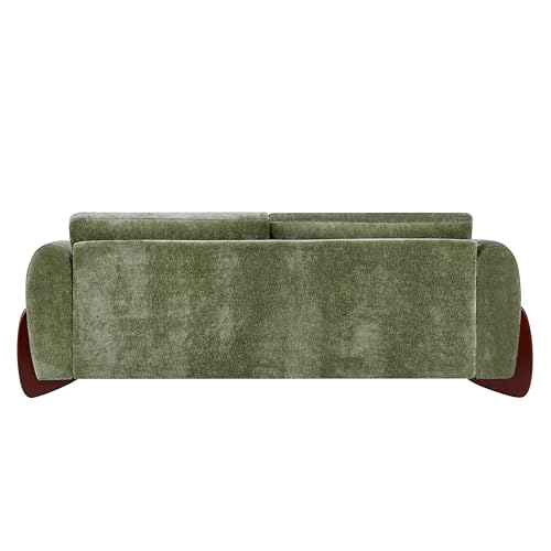 Christopher Knight Home Taki 89 Inches Sofa Couch, Cozy Chenille Upholstered 3-Seater Sofa, Wood Frame Couches, Comfy Home Sofa Living Room and Office, Lounge Seating with Armrests, Olive Green Christopher Knight Home