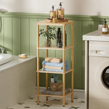 AmazerBath Eco-Friendly 4-Tier Bamboo Storage Shelf - Versatile Rack for Home and Bathroom AmazerBath