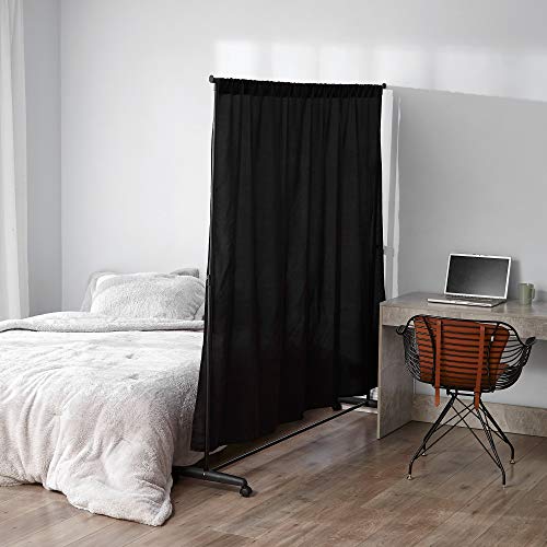 Don't Look at Me® - Privacy Room Divider - Basics Extendable - Black Frame with Black Fabric DormCo