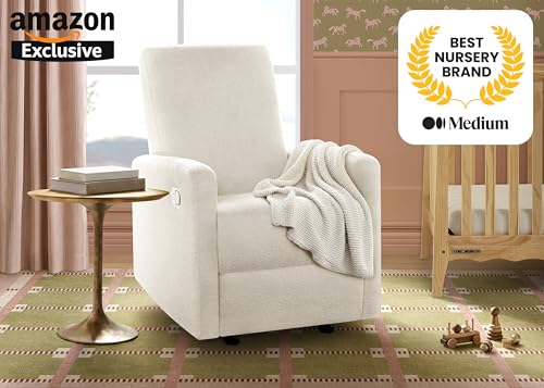 Delta Children Dove Recliner Chair – Manual Recliner with 2 Positions and Glide Motion - Greenguard Gold Certified, Pearl Boucle
