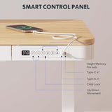 FLEXISPOT Comhar Electric Standing Desk with Drawer Desktop & Adjustable Frame w/USB Charge Ports (Bamboo-Look Laminate/White, Wood) FLEXISPOT