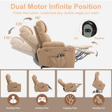 Power Lift Recliner Chair for Elderly, Electric Stand Assist Reclining Chair with Massage and Heat Function, Leather Living Room Furniture, Comfy Single Sofa with Cup Holders, Side Pockets, Brown BRTHORY