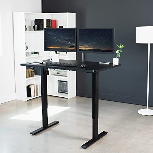 VIVO Electric Height Adjustable 48 x 30 inch Memory Stand Up Desk, Black Solid One-Piece Table Top, Black Frame, Standing Workstation with Preset Controller, 1B Series, DESK-KIT-1B5B VIVO