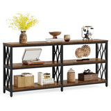 LITTLE TREE Console Table with Storage Shelves, 70.9" Industrial 3-Tier Sofa Table for Living Room, Long Foyer Table Entryway Table for Hallway, Front Door, Entrance, Rustic Brown & Black LITTLE TREE