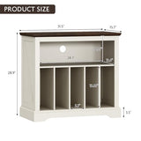 RowyPoey Large Farmhouse Record Player Stand, Turntable Stand with Vinyl Storage, Wood Record Holder Storage Cabinet Dispaly Shelf for Living Room, Bedroom, Office, Antique White RowyPoey