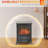 HOMCOM 22" Electric Fireplace Heater, Freestanding Fire Place Stove with Realistic LED Flames and Logs, and Overheating Protection, 725W/1450W, Black HOMCOM