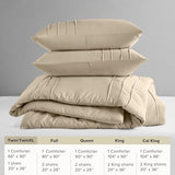 Comfort Spaces Khaki Twin Size Comforter Set - 2 Pieces Pintuck Pleated Bedding Sets, All Season Lightweight, Extra Softness Pre-Washed Microfiber Twin Bed Set, Shams, Twin Comfort Spaces