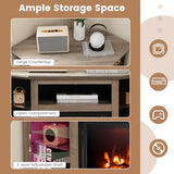 Tangkula Fireplace Corner TV Stand with LED Lights & Smart APP Control for 50 Inches TV, Entertainment Center with Adjustable Glass Shelves, 18” Electric Fireplace, Remote Control, Thermostat Tangkula