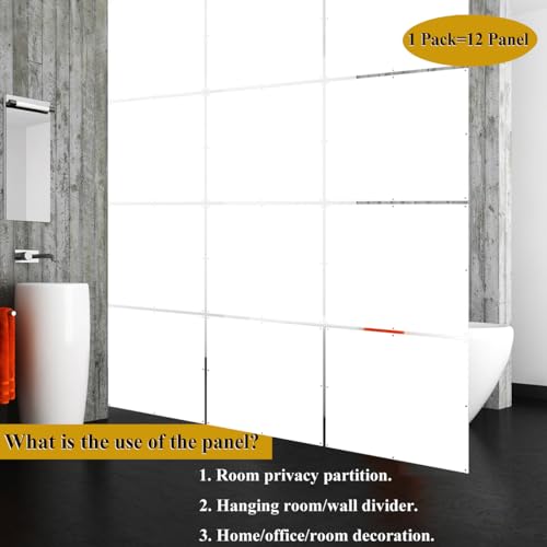 Lchen Solid Hanging Room Divider,12 Pieces Solid Board Screen Panels White Home Decoration Room Partition (White Board,15.7"x15.7"x0.03") Lchen