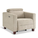 MCombo Zero Wall Recliner Chair, Wall Hugger Power Recliner Chair with Adjustable Headrest, High Wood Leg, USB & Type C Dual Charge Ports, for Living Room, Small Spaces, HL128 (Textile, Beige)