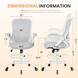 HYLONE Drafting Chair Tall Office, Ergonomic Standing Desk Stool Adjustable Drafting Chair Big Tall Drafting Office Chair White HYLONE