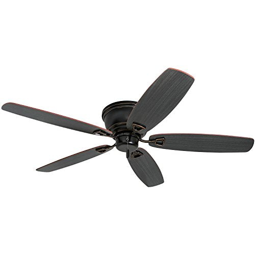Honeywell Ceiling Fans Glen Alden, 52 inch Classic Flush Mount Indoor Ceiling Fan with No Light, Pull Chain, Quick-2-Hang Dual Finish Blades, Reversible Motor - 50516-01 (Oil Rubbed Bronze) Honeywell Ceiling Fans