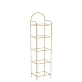 Hzuaneri Bookcase Bookshelf, Tempered Glass Bookshelves, Slim Shelving Unit for Bedroom, Bathroom, Home Office, Steel Frame, 5 Tier Gold BC05001G Hzuaneri