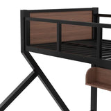 Harper & Bright Designs Twin XL Over Queen Bunk Bed with Storage Shelves and LED Lights, Metal Bunk Bed Frame for Kid Teens, Space-Saving & Noise-Free Design, Black Harper & Bright Designs