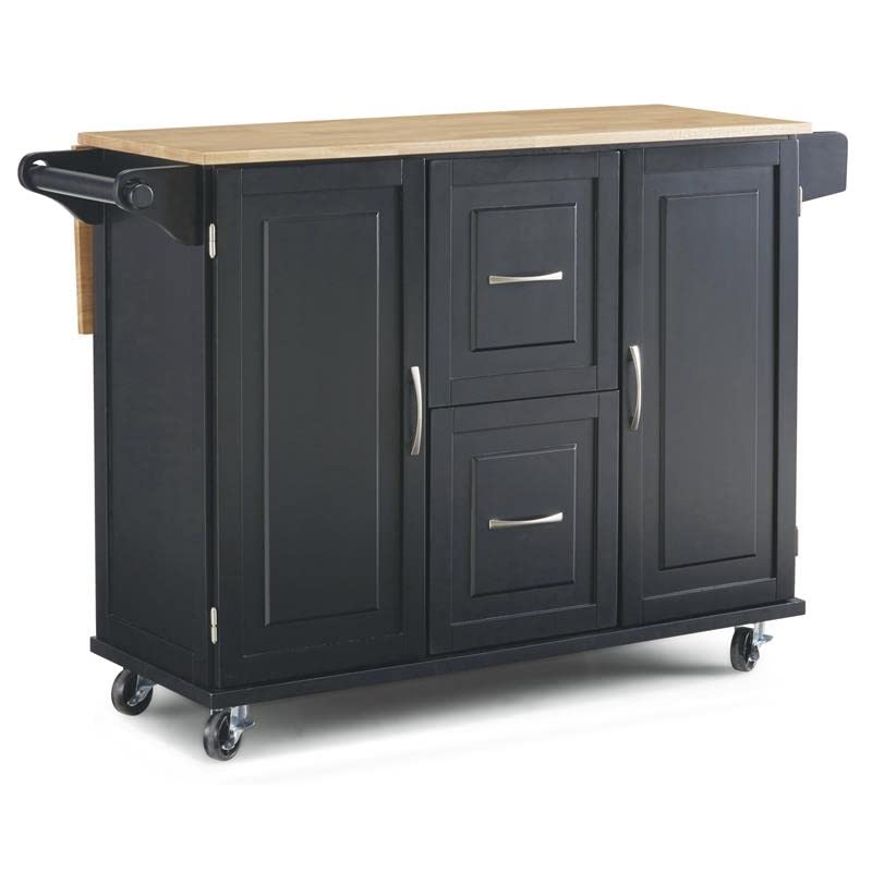 Pemberly Row Modern/Contemporary Wood Kitchen Cart in Black Pemberly Row