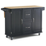 Pemberly Row Modern/Contemporary Wood Kitchen Cart in Black Pemberly Row