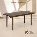 Tangkula Wood Coffee Table, Farmhouse Acacia Wood Cocktail Table with Slatted Tabletop for Living Room, Rectangle Center Tea Table for Small Spaces, Easy Assembly, 39 x 18 Inch (Rustic, Brown) Tangkula