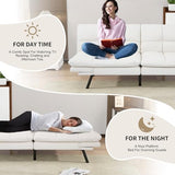 Opoiar 71-Inch Futon Sofa Bed, Convertible Guest Bed & Loveseat | Cozy Faux Leather with Adjustable Positions for Welcoming Living Rooms - White Opoiar