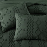 AMBERSPACE Queen Comforter Set Dark Green, Tufted Boho Bedding Farmhouse Bed Set, All Season 7 Pieces Bed in a Bag with Sheets, Pillowcases & Shams AMBERSPACE