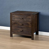 Karl home Farmhouse Nightstand with Charging Station, Solid Pine Wood 3 Drawer Night Stands for Bedroom, Bedside Table with 2 USB Ports & 2 AC Outlets, Vintage End Tables, Brown Karl home