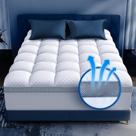 Premium Memory Foam Mattress Topper King for Ultra Comfort, 2 Inch Plush Pillow Top King Mattress Topper with Breathable Air Mesh Sides, Soft Mattress Pad Cover with Deep Pocket Fits 6-21" Mattress Biteany