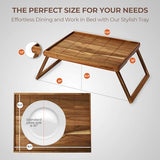 PANDAWOOD Wooden Bed Tray Table with Folding Legs - 100% Acacia Wood Breakfast Tray - Folding Bed Table Tray for Eating and Laptop - Large Bed Desk - Foldable Lap Desk for Laptop on Couch or Bed PANDAWOOD