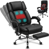 SleekJtre Massage Office Chair with Heat,Executive Desk Chairs with Foot Rest, Reclining Chair Big and Tall for Heavy People,4 Points Vibration 500lbs,Adjustable Lumar Support Black SleekJtre