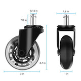 Computer Chair Wheels - 3" Heavy Duty Caster Wheels(2200lbs),Mute Rolling Desk Chair Wheels Replacement (Set of 5)-Rubber Office Chair Wheels for Carpet, Wood Floors,Hardwood Floors Minewill