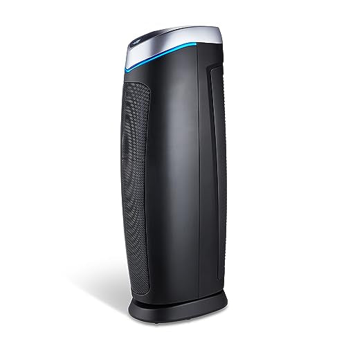 GermGuardian 5-In-1 HEPA Air Purifier for Home, Large Rooms Up To 915 Sq. Ft. with HEPA Pet Air Filter, UV-C Light & Odor Reduction, AC5250PT, 28" Tower, Black GermGuardian
