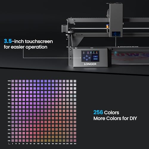 LONGER Ray5 20000mW Class IV Laser Engraver & Cutter, 0.08mm Higher Accuracy Laser Spot, 3.5" Touch Screen, App Offline Control, 400x400mm Engraving Machine for Wood Metal Acrylic Glass Longer