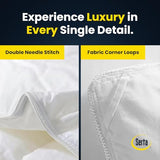 Serta Goose Feathers Down Fiber Comforter Twin Size Duvet Insert,100% Cotton,Hotel Luxury Hypoallergenic Comforter 43oz All Season Medium Warmth 68 x 90 in White Serta