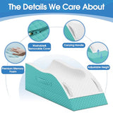 TranquilRelax Elevation Pillows for Leg After Surgery, Memory Foam Adjustable Wedge Pillow for Injury or Rest, Ankle Pillow for Sleeping Blood Circulation Green/Single Leg TranquilRelax