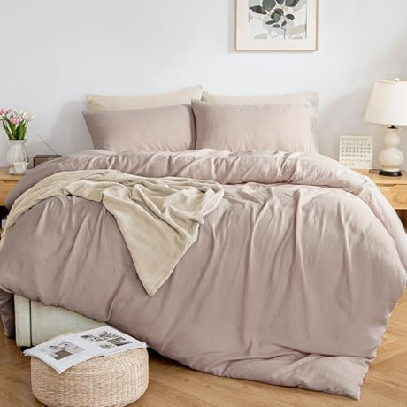 MILDLY Muslin Duvet Cover Twin - 100% Washed Cotton Linen Like Gauze Comforter Cover 2 Pieces Breathable & Lightweight for All Season MILDLY