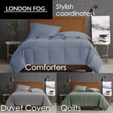 London Fog Garment Washed Solid Sheet Set Blue Microfiber 4-Piece King Sheet Set, Solid Themed, Deep Pocket, Adult and Teen, Oeko-TEX Certified LONDON FOG