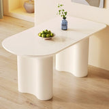 GraceNook 55.11" Modern White Dining Table, Funky Oval Kitchen Table with Powerful Ripple Support Legs for Dining Room, Kitchen, Home Office GraceNook