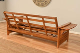 Phoenix Full Size Futon Couch with Linen Fabric Mattress in Barbados/Brown Included - Wooden Frame - Solid Hardwood Construction Kodiak Furniture