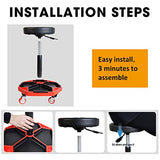 Torin ATRXF8308B Pneumatic Mechanic Stool/Rolling Shop Creeper Seat with Adjustable Height and 4 Removable Tool Trays, 300 lb Capacity, Black/Red Torin