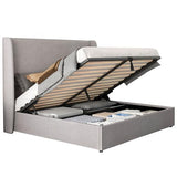 Jocisland Queen Size Lift Up Storage Bed Frame Linen Upholstered Platform Bed/Hydraulic Storage/Modern Wingback Headboard/No Box Spring Needed/Wood Slats Support/Light Grey Jocisland